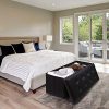Folding Storage Ottoman Bench Cube 43.3 inch Faux Leather Storage