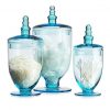 HC Elegant Blue Set of 3 Glass Apothecary Jars with Lid