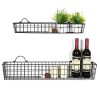 MyGift Country Rustic Wall-Mounted Openwork Black Metal Mesh Storage