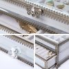 PuTwo Jewelry Boxes 22 Sections Metal Glass Jewelry Organizer
