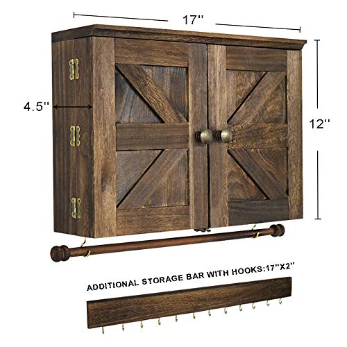 GLANT Rustic Wall Mounted Jewelry Organizer with Wooden Barndoor Decor