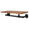31-Inch Industrial-Style Black Metal Pipe & Wood Wall Mounted Clothing