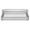 Giovanni Silver Mirror Top Serving Tray, Rectangular Metal Ornate Antique