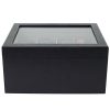 Tech Swiss Belt Box Valet Organizer 8 XL Compartments Black Glass Top