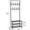 Hall Tree Metal Entryway 18 Hooks Coat Rack with 3-Tier Shoe Rack Bench | Stylish and Sturdy Clothes and Shoe Organizer