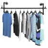 MyGift Black Metal Wall Mounted Faucet Design Closet Rod Garment Rack