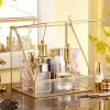 Declutter Your Vanity: Gold Makeup Organizer for Cosmetics & Jewelry