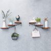 Floating Shelves Wall Shelf Unit - 3 Tier Kitchen Bedroom Living Room Floating Shelves, Flower Ladder Rack Plant Shelf, Wooden & Black Metal Mounted Shelves, Decorative Hanging Display Shelf