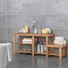 SONGMICS Bamboo Shoe Bench  Entryway Storage Rack