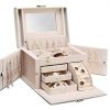Vlando Faux Leather Jewelry Box Organizer, 6 Colors Available