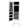 Elegant White Standing Jewelry Armoire with Mirror & LED Lights – Secure, Spacious & Stylish Organizer