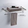 Whifea Brushed Nickel Towel Shelf with Towel Bar, Stainless Steel Towel Rack