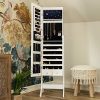 Elegant White Standing Jewelry Armoire with Mirror & LED Lights – Secure, Spacious & Stylish Organizer