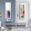 Wall/Door Mounted Jewelry Armoire - White Jewelry Cabinet with Adjustable Height, LED Lights, and Full-Length Mirror - Organize Your Accessories Stylishly! 💍✨