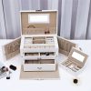 SONGMICS Jewelry Box, Girls Jewelry Organizer, Mirrored Mini Travel Case