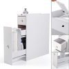 JAXPETY Wood Bathroom Storage Floor Cabinet Toilet Organizer
