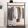 MyGift 60-Inch Rustic Industrial Wood & Pipe Design Freestanding Coat Rack