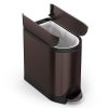 simplehuman 10 Liter / 2.6 Gallon Butterfly Lid Bathroom Step Trash Can