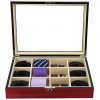 Display Case for 12 Ties, Belts, and Accessories Cherry Wood Storage