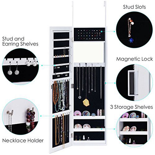 KING BIRD Jewelry Organizer Lockable Jewelry Armoire Storage Holder Box