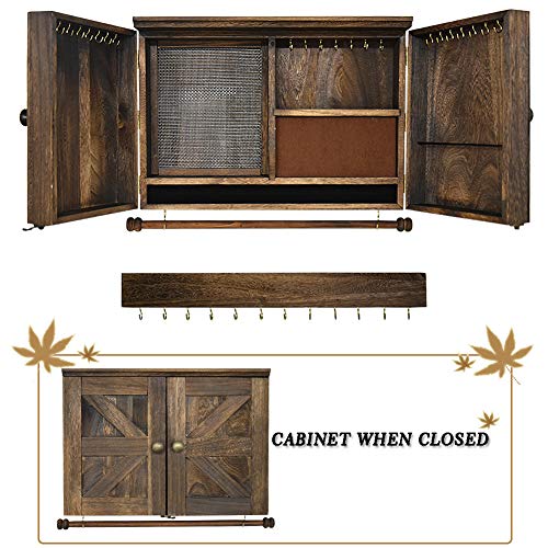 GLANT Rustic Wall Mounted Jewelry Organizer with Wooden Barndoor Decor