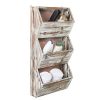 MyGift 3 Tier 30 inches Rustic Torched Wood Wall Mounted Storage Organizer