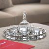 Le'raze Mirrored Vanity Tray – Elegant 13-Inch Round Tray with Chrome Rails for Glamorous Display and Organization