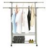 Garment Rack with Adjustable Double Extensible Rods and 2-Tier Storage Shelf | Organize and Display Your Wardrobe with Ease