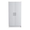 32" Wardrobe Cabinet - Contemporary Design with Brushed Steel Handles - Perfect for Organizing Clothes and Accessories