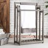 MyGift 3-Bar Wood Grey Towel Rack