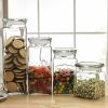 Set of 4 Glass Canister Jars with Air Tight Lids for Kitchen or Bathroom
