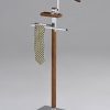 King's Brand Chrome/Tabacco Modern Wood & Metal Suit Valet Rack
