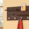 Entryway Coat Rack Mail Envelope Storage and Key Holder Hooks