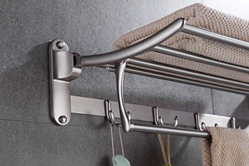 ELLO&ALLO Towel Racks for Bathroom Shelf with Foldable Towel Bar