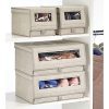 mDesign Stackable Fabric Closet Storage Organizer Shoe Box Bin