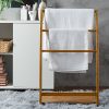 MyGift 33-Inch Freestanding Bamboo 3-Bar Towel Rack
