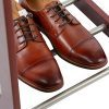 Mahogany Clothes Valet Stand - Elegant Wardrobe Organizer with Mirror, Tray, and Shoe Rack