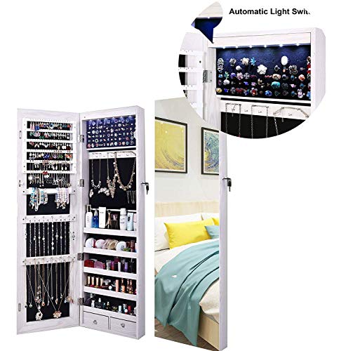 AOOU Jewelry Organizer Jewelry Cabinet, Full Screen Display View Larger Mirror