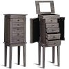 WATERJOY Jewelry Armoire Mirrored Jewelry Cabinet Free Standing Jewelry
