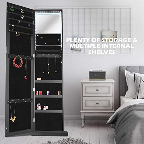 79 LED Jewelry Armoires,Jewelry Storage Cabinets,Standing Wall Jewelry Organizer