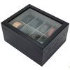 Tech Swiss Belt Box Valet Organizer 8 XL Compartments Black Glass Top