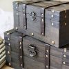 SLPR Alexander Wooden Trunk Chest with Straps (Set of 2, Rustic Brown)