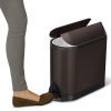 simplehuman 10 Liter / 2.6 Gallon Butterfly Lid Bathroom Step Trash Can