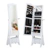 LED Mirrored Jewelry Cabinet Organizer, Full Length Standing Jewelry Storage