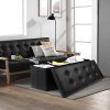 Folding Storage Ottoman Bench Cube 43.3 inch Faux Leather Storage