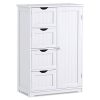 Giantex Bathroom Floor Cabinet Wooden with 1 Door & 4 Drawer