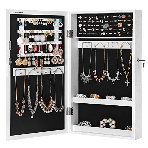 SONGMICS Lockable Jewelry Cabinet Armoire with Mirror