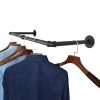 AddGrace Industrial Iron Pipe Clothing Garment Rack Wall