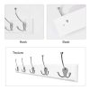 Wall Mount Coat Hook Rack Hanger with 5 Hooks for Jackets/Coats/Hats/Scarves, 22 Inch Bamboo Base, Silver Zinc Alloy Hooks - Space-Saving and Stylish Storage Solution