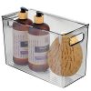 mDesign Slim Plastic Storage Container Bin Box with Carrying Handles
